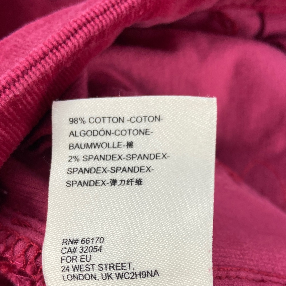 Pilcro and the Letterpress 28 Cranberry Red corduroy velvet stretch skinny pants - Picture 8 of 13